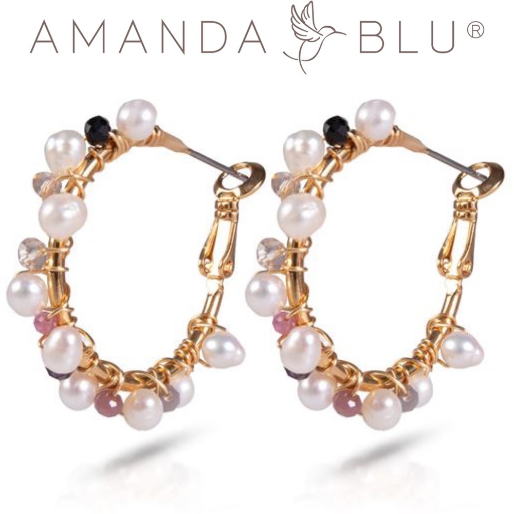 Genuine Pearl Wire Wrapped Gold Hoop Earrings